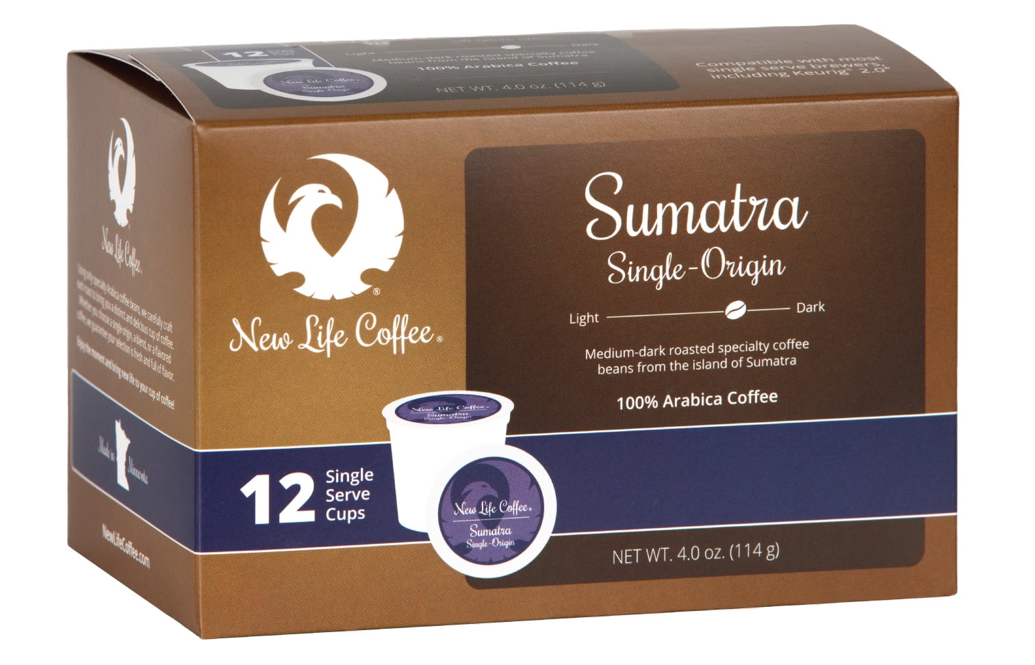 New Life Coffee Sumatra: Single-Origin Single Serve Cups, 12 ct. Box