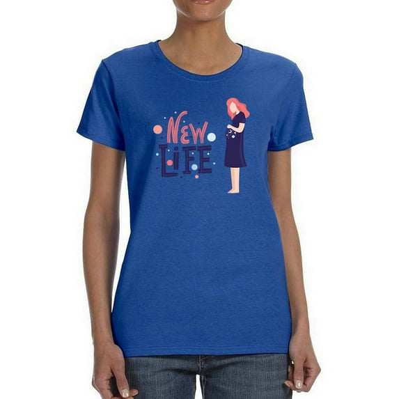 New Life Pregnant Woman Shaped T-Shirt Women -Image by Shutterstock, Female Large
