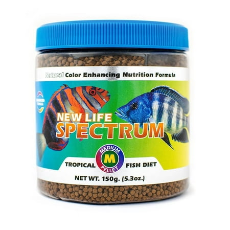 New Life Spectrum Tropical Fish Diet Fish Food Pellets, Medium (2-2.5mm), 5.3 oz