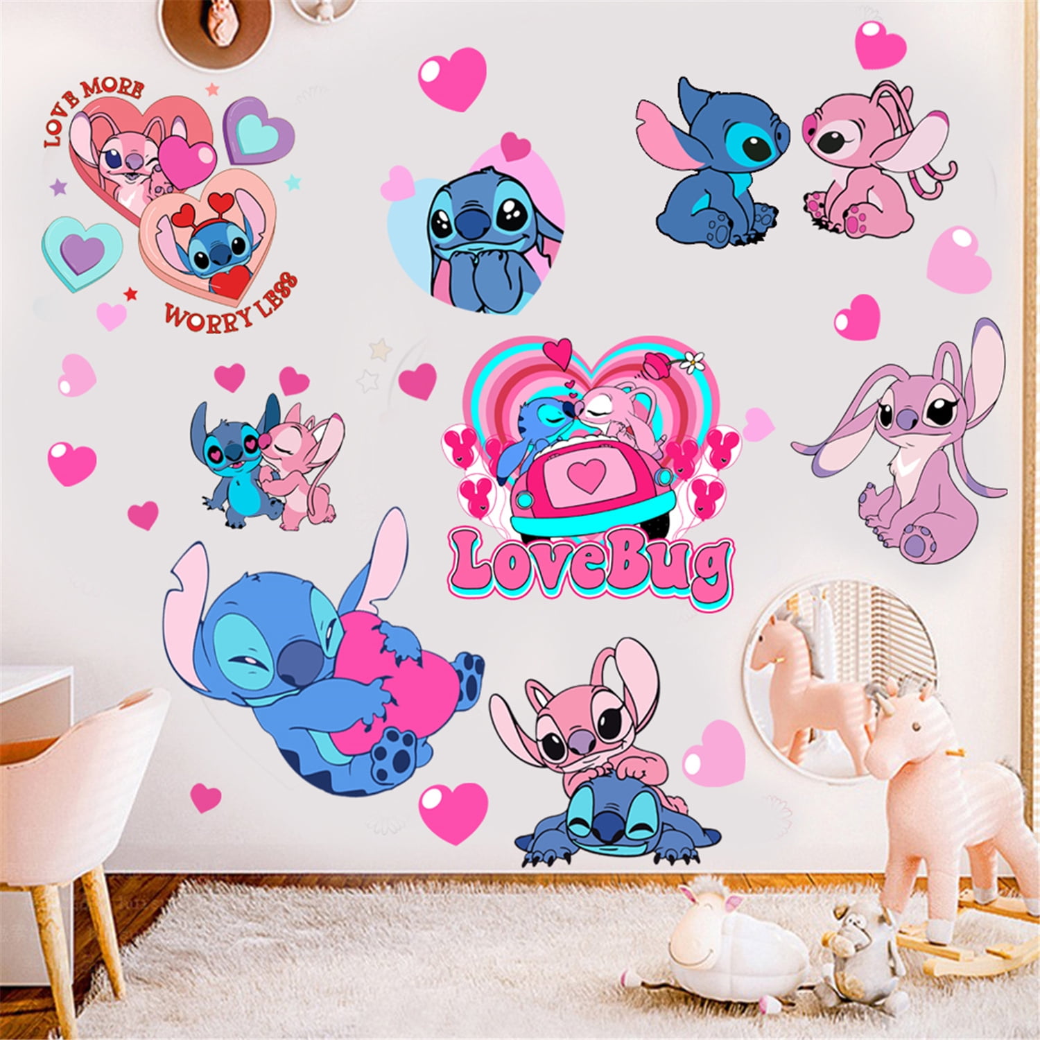 Stitch Wall Stickers Girls Wall Decals Kids Room Decor For Girls Room Bedroom Living Room