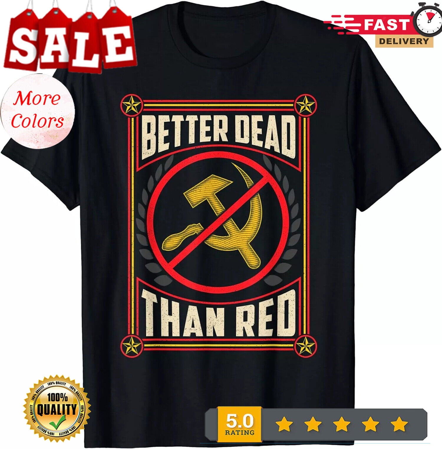New Limited Better Dead Than Red Funny Cold War Era Anti-Commun Classic ...