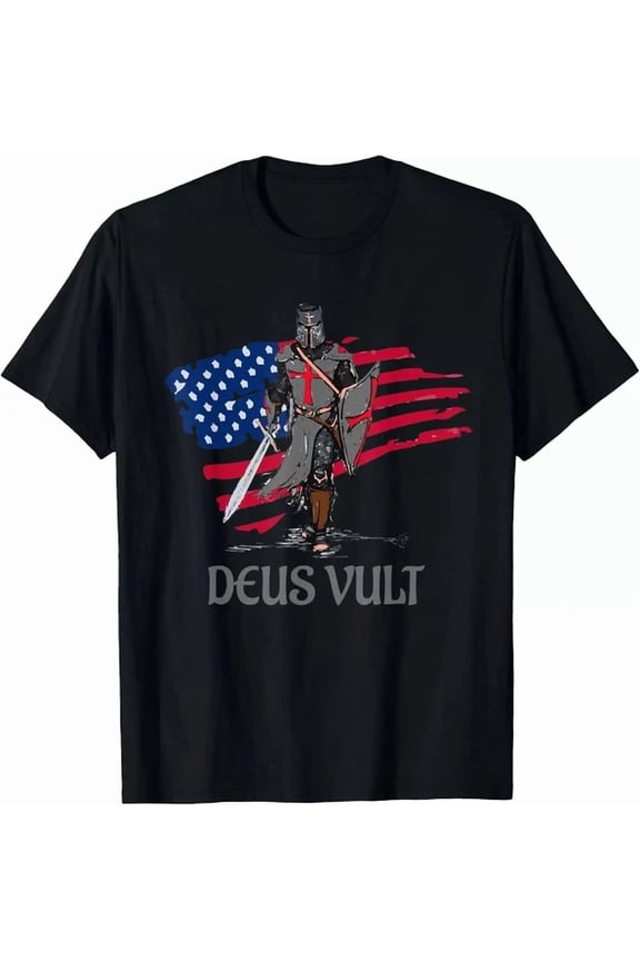 New Limited Distressed Deus Vult Crusader, God Wills It T-Shirt S-5XL Made In Us