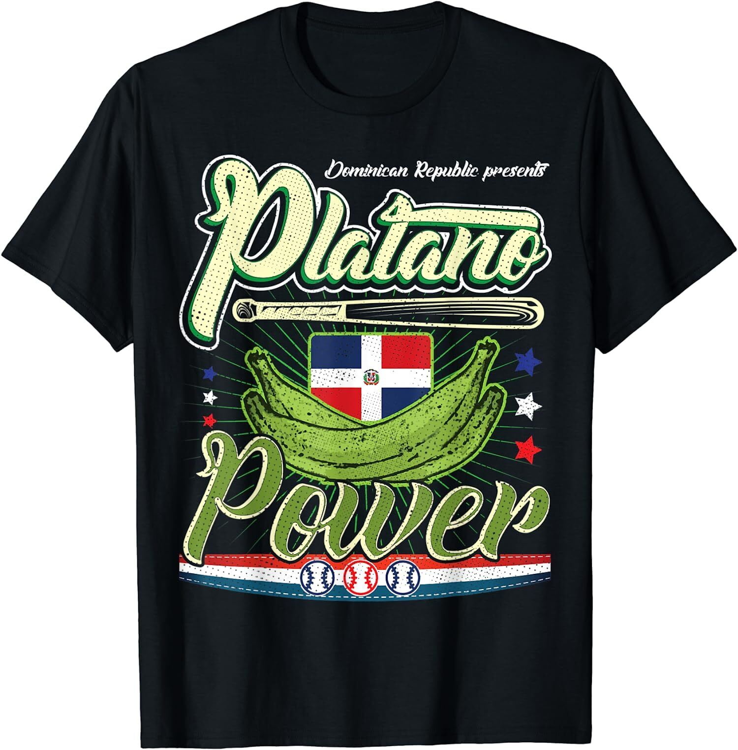 New Limited Dominican Republic Platano Power Baseball Flag TShirt