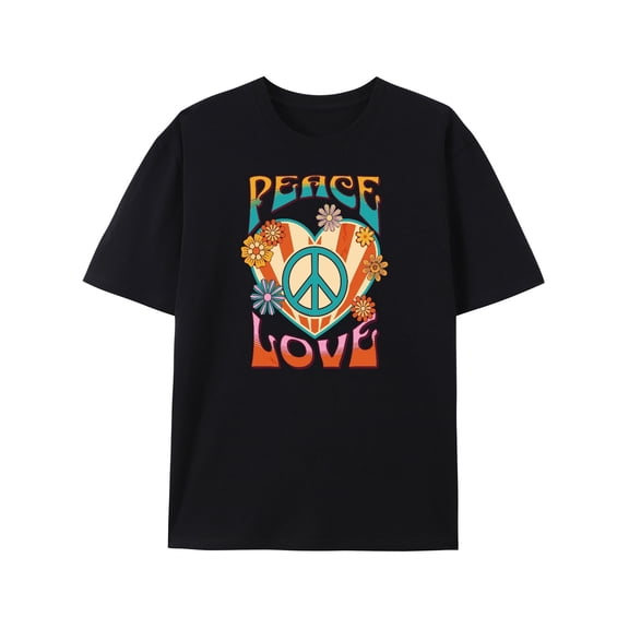 New Limited Edition Vintage Peace Love Peace Sign 60s 70s Hippie Style T-Shirt-QAZ01037