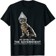 New Limited Funny Conspiracy Cat Tin Foil Hat Government T-Shirt Free Shipping
