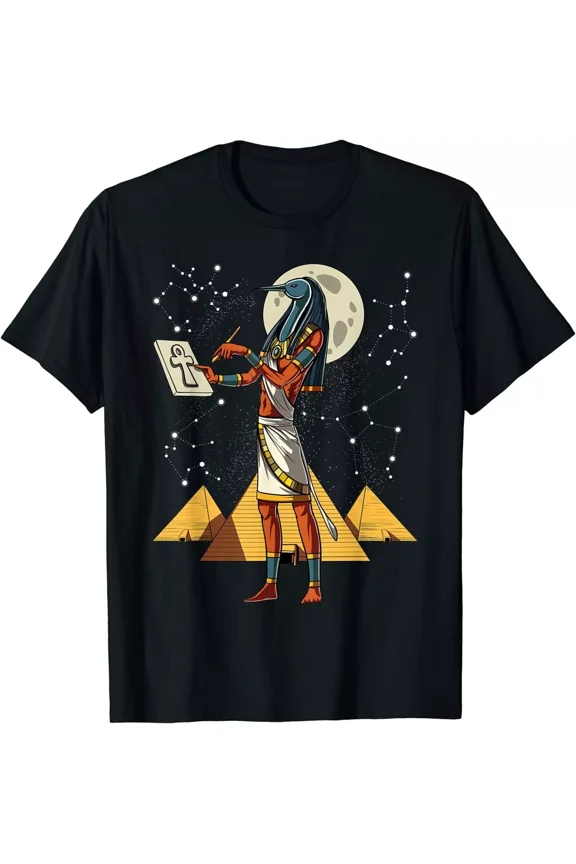 New Limited Thoth Egyptian God Ancient Egyptian Pyramids Ankh Symbol T-Shirt