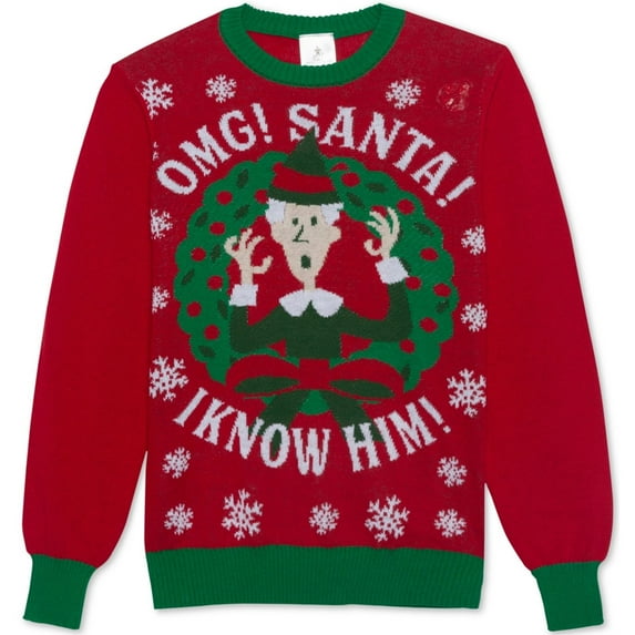 New Line Productions, Inc. Mens Omg Santa Knit Sweater, Red, XX-Large