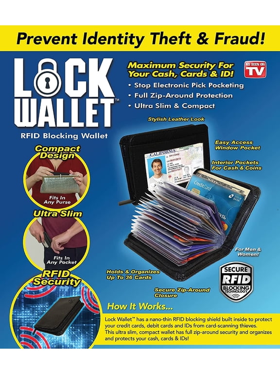New Lock Wallet Secure Men Women RFID Blocking Money Credit Card Holder Wallets Gift