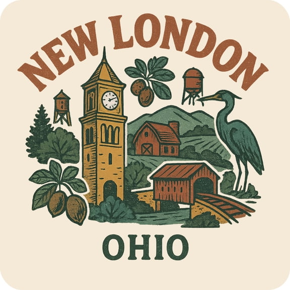 New London Ohio Keepsakes Souvenir Vinyl Sticker – Destination Travel Keepsake Collectible (3-Inches Wide)