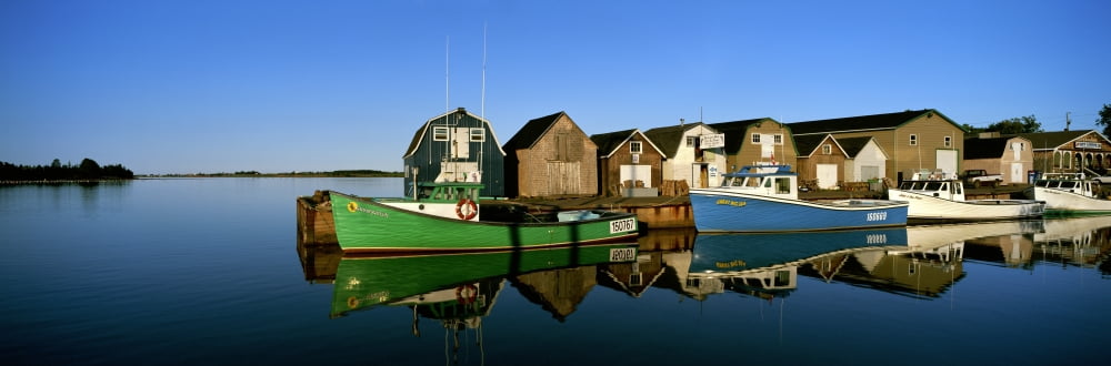 New London Wharf Queens County Prince Edward Island Canvas Art - Ron Watts Design Pics (26 x 8)
