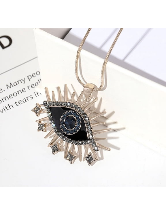 New Long Evil Eye Necklace - Stylish and Simple Sweater Chain for Women