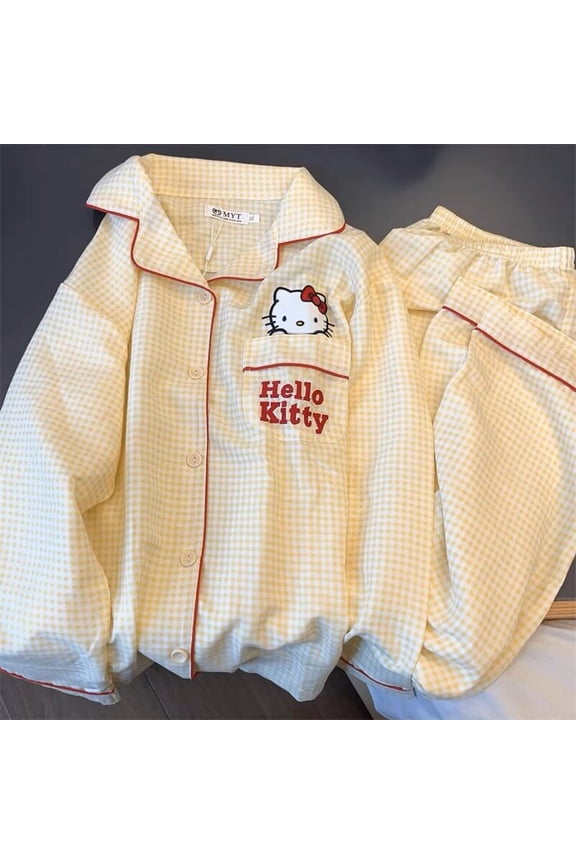 New Long Pajamas Kuromi Kawaii Cartoon Loose Sleepwear Pajamas Sets Long Clothes Birthday Gifts