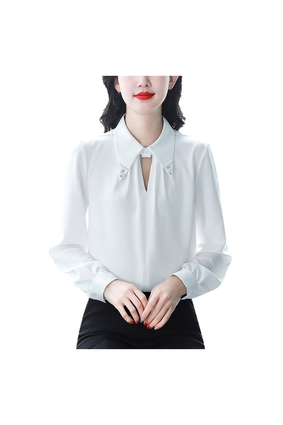 New Long Sleeved Stud Chiffon Blouse Blouse Career Slim Undershirt