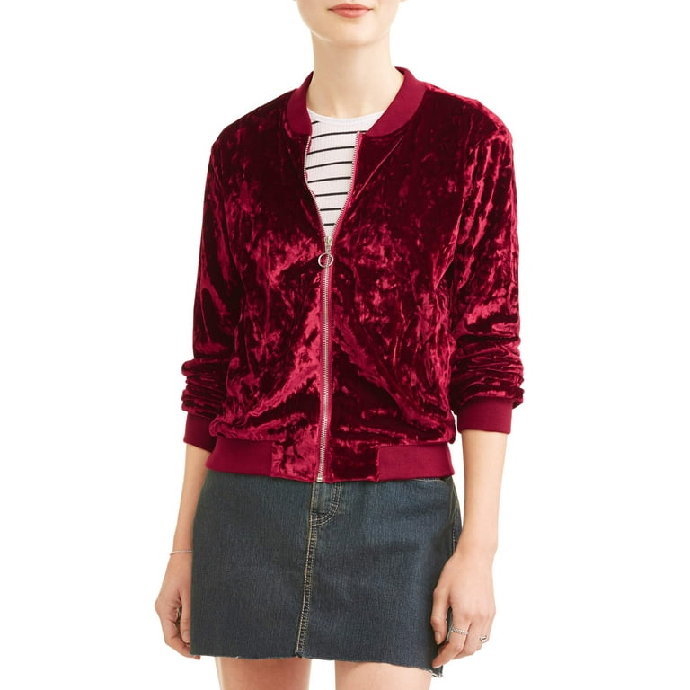 Red velvet deals bomber jacket womens