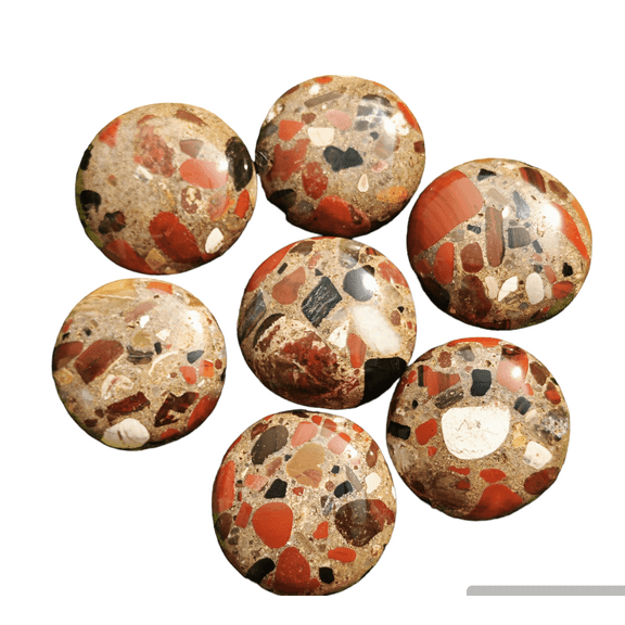 LUCK AGATE Round Palmstone Pudding Stone Crystal Stone Conglomerate 1 Piece