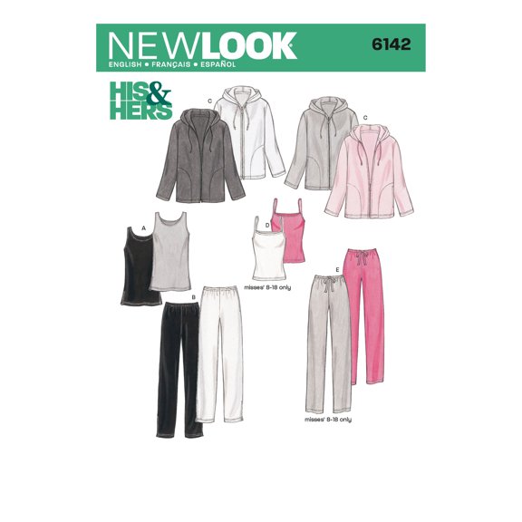 New Look Paper Sewing Pattern 6142 - Jackets and Trousers and Tops and Tracksuits and Sportswear for Men, Women
