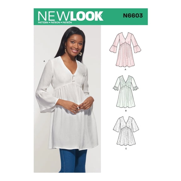New Look Sewing Pattern 6603 - Misses' Mini Dress, Tunic and Top, Size: A (8-20)