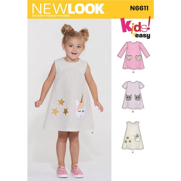 New Look Sewing Pattern 6611 - Children's Novelty Dress, Size: A (3-4-5-6-7-8)