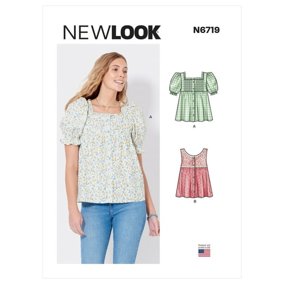 New Look Sewing Pattern 6719 Tops A (8-10-12-14-16-18)