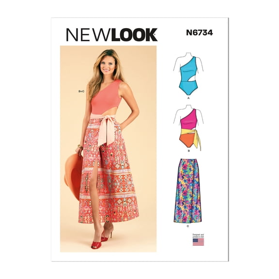 New Look Sewing Pattern 6734 Swimwear, Skirts 8-10-12-14-16-18-20