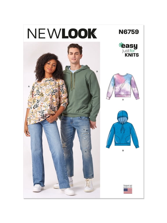 Sewing Pattern 6759 - Misses' and Men's Sweatshirts, Size: A (S-M-L-XL-XXL)