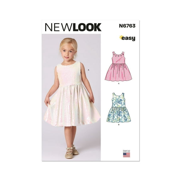 New Look Sewing Pattern 6763 - Children's Dress, Size: A (3-4-5-6-7-8)