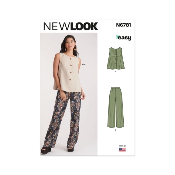 New Look Sewing Pattern 6781 - Misses' Top and Pants, Size: A (10-22)