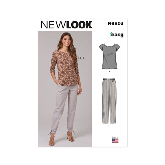 New Look Sewing Pattern 6803 - Misses' Knit Tops and Pants, Size: A (8-18)