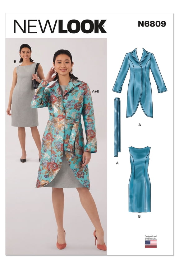 Sewing Pattern 6809 - Misses' Jacket, Belt and Dress with Petite Lines, Size: A (8-10-12-14-16-18-20)