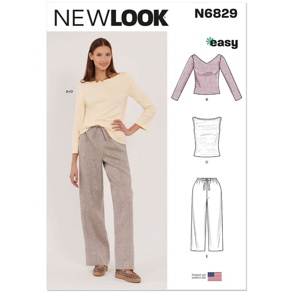 New Look Sewing Pattern 6829 - Misses' Pants in Two Lengths and Knit Tops, Size: A(XS-XL)
