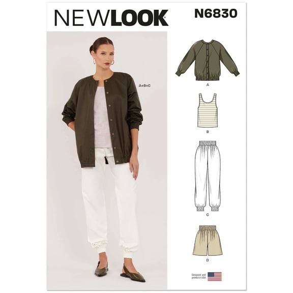 New Look Sewing Pattern 6830 - Misses' Jacket, Top, Pants and Shorts, Size: A(8-16)