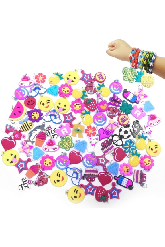 Loom Band Silicone Bracelet Charms 12 Pack (Mix)