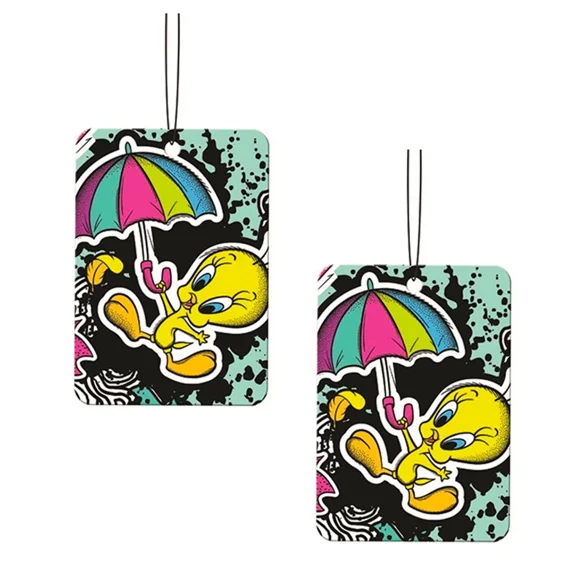 New Looney Tunes Tweety Bird Flying Umbrella Air Freshener Cherry Scent - 2Pc