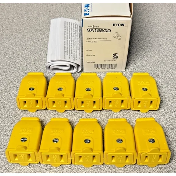 New Lot Of 10 Eaton Sa155Gd Straight Blade Cord Connector 2 Pole 2 Wire 125V 15A