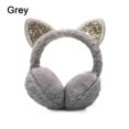thumbnail image 1 of New Lovely Winter Warm Cat Ear Warmers Glitter Ears Plush Earmuffs for Women Playful Girls Ear Muffs Cold Protection Warm Hot (grey), 1 of 7