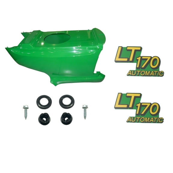 New Lower Hood and Set of 2 Decals Replaces AM131759 AM131666 Fits John Deere LT170