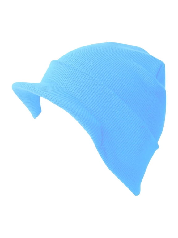 New Lt. Blue Cuff Beanie Visor Cap