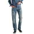 thumbnail image 1 of New Lucky Brand Mens Fletcher Blue Wash 121 Slim Fit Unfinished Hem Jeans 36W 5559-4, 1 of 3