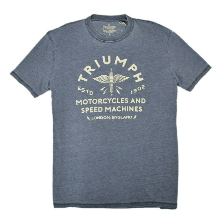 New Lucky Brand Triumph Logo Motorcycles T-Shirt Short Sleeves Blue Size XL  3214-6