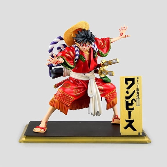 New Luffy, 19CM/7.5INCH Japanese Kabuki Style Luffy Statue Anime Characters Sculpture Puppets PVC (Red)