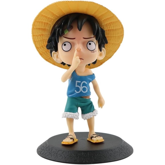 New Luffy Figure,Standing Nose Picking Luffy Character Statue, 12 Cm/4.7 Inch PVC Model Spoofing The Sand Sculpture Luffy,Car Ornament Collection for Anime Fans