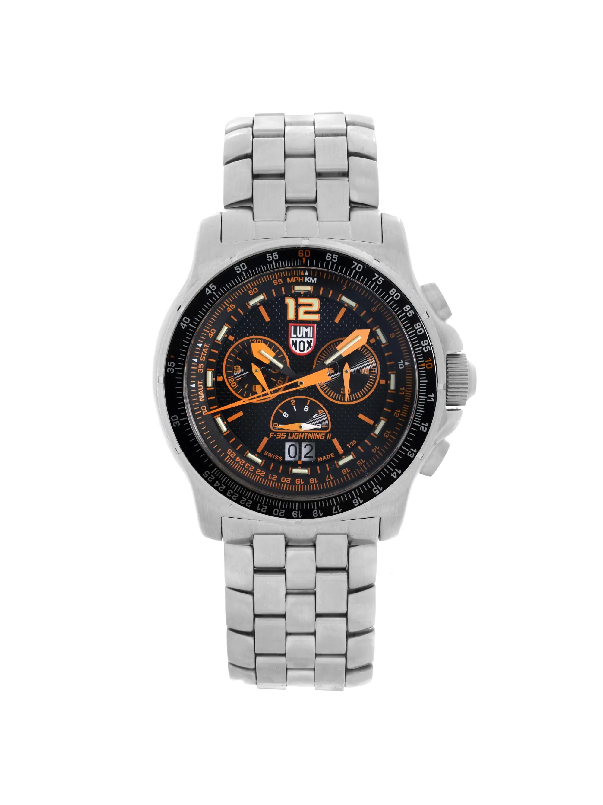 New Luminox F 35 Lightning II Steel Chrono 44mm Black Quartz Men s Watch A.9382 Walmart