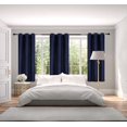 thumbnail image 1 of New Luxury Curtain Set of  2pc Panels Adam Navy Color 100% Privacy Blackout Room Darkening Thermal Window Grommet Short Drapes Size 37" Wide X 63" Length for Bedroom Home Décor, 1 of 6