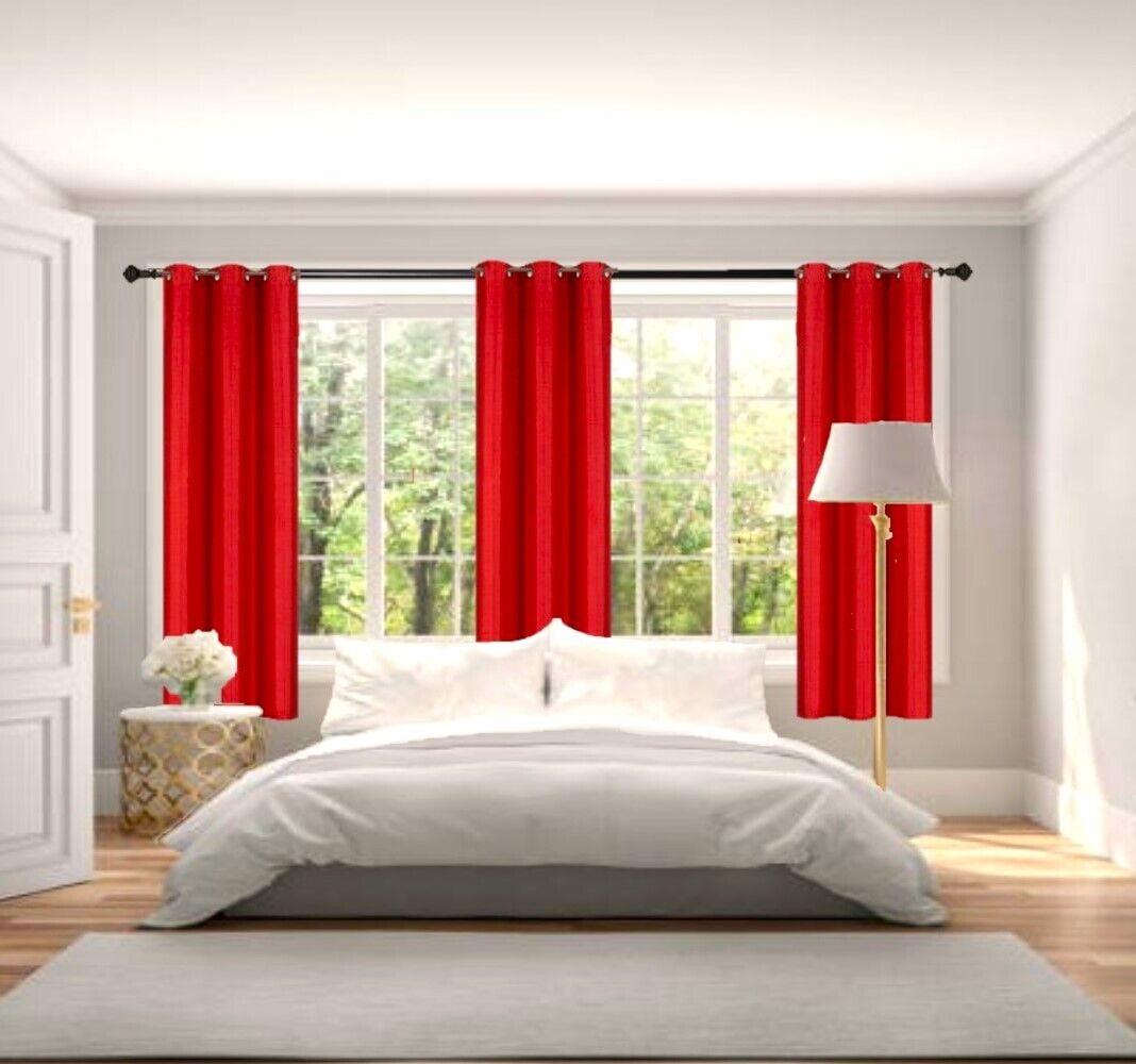 New Luxury Curtain Set of 2pc Panels Adam Red Color 100% Privacy