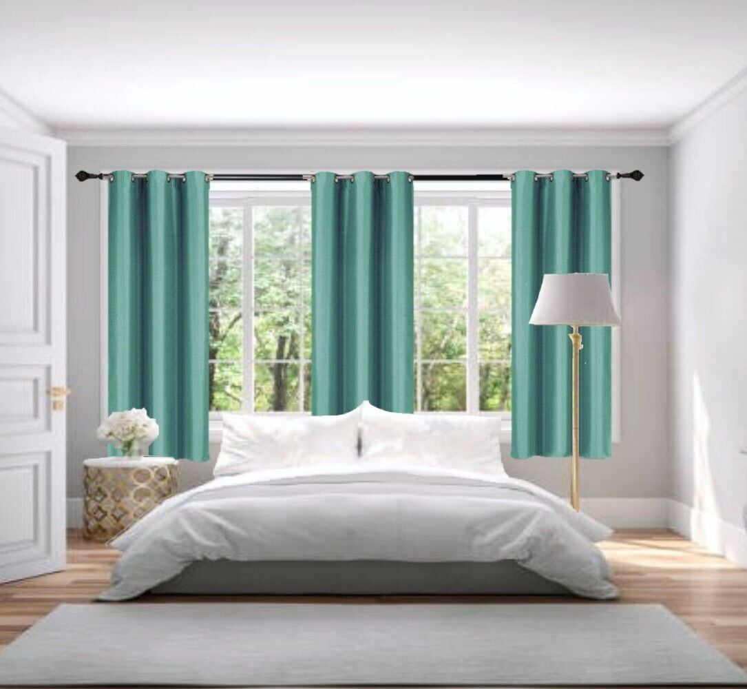 New Luxury Curtain Set of 2pc Panels Adam Teal Color 100% Privacy ...