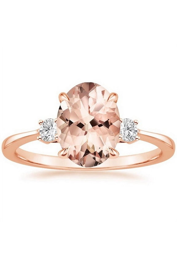 New Luxury Pink Oval Morganite Stone Rose Gold Ring for Women Copper Ring Gift Fashion Jewelry Accessories