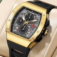 thumbnail image 1 of New Men's Sport Watch, Tonneau Case, Japan VD57 Quartz Chronograph, Silicone Band, 3ATM Waterproof, 1 of 7