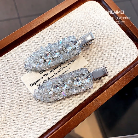 ‌New Luxury Sparkling Full Crystal Duckbill Clip, Seamless Side Hairpin for Women