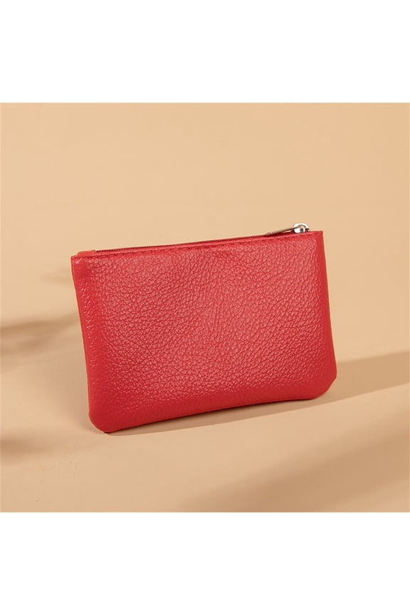 New Lychee Pattern Zipper Coin Purse, Slim Card Holder Wallet for Women, RFID Blocking Key Organizer Pouch, Small Travel Wallet for Cash Cards Keys