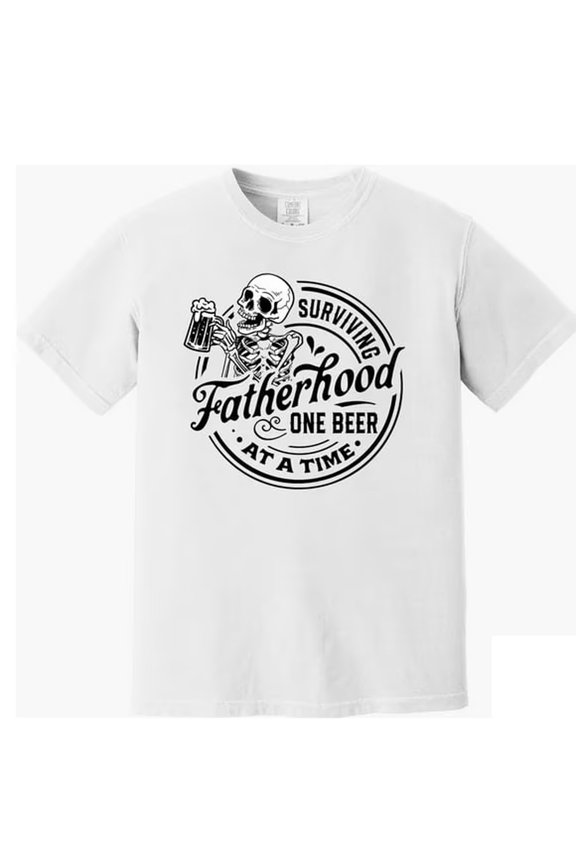 New M1en's Cotton T-S1Hirt Surviving Fatherhood One Beer At A Time Humorous & Unique Gift for Father's Day, DTG Print, UniS1ex S1Hirt